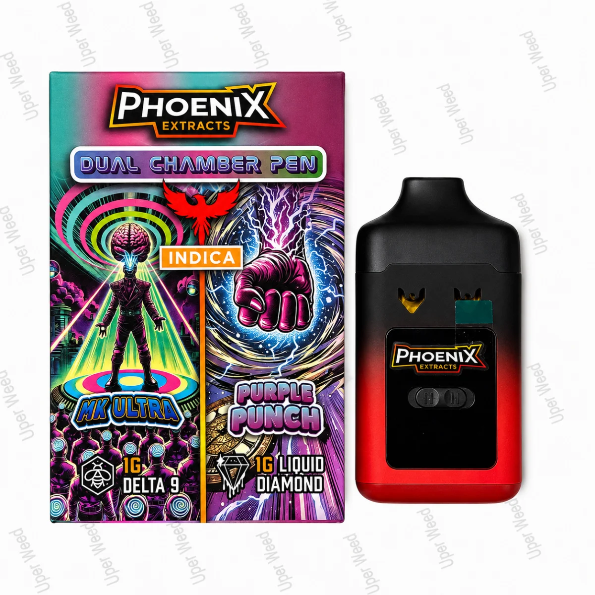 Phoenix 2G Dual Chamber Vape Pen - MK Ultra & Purple Punch (1G/Chamber)