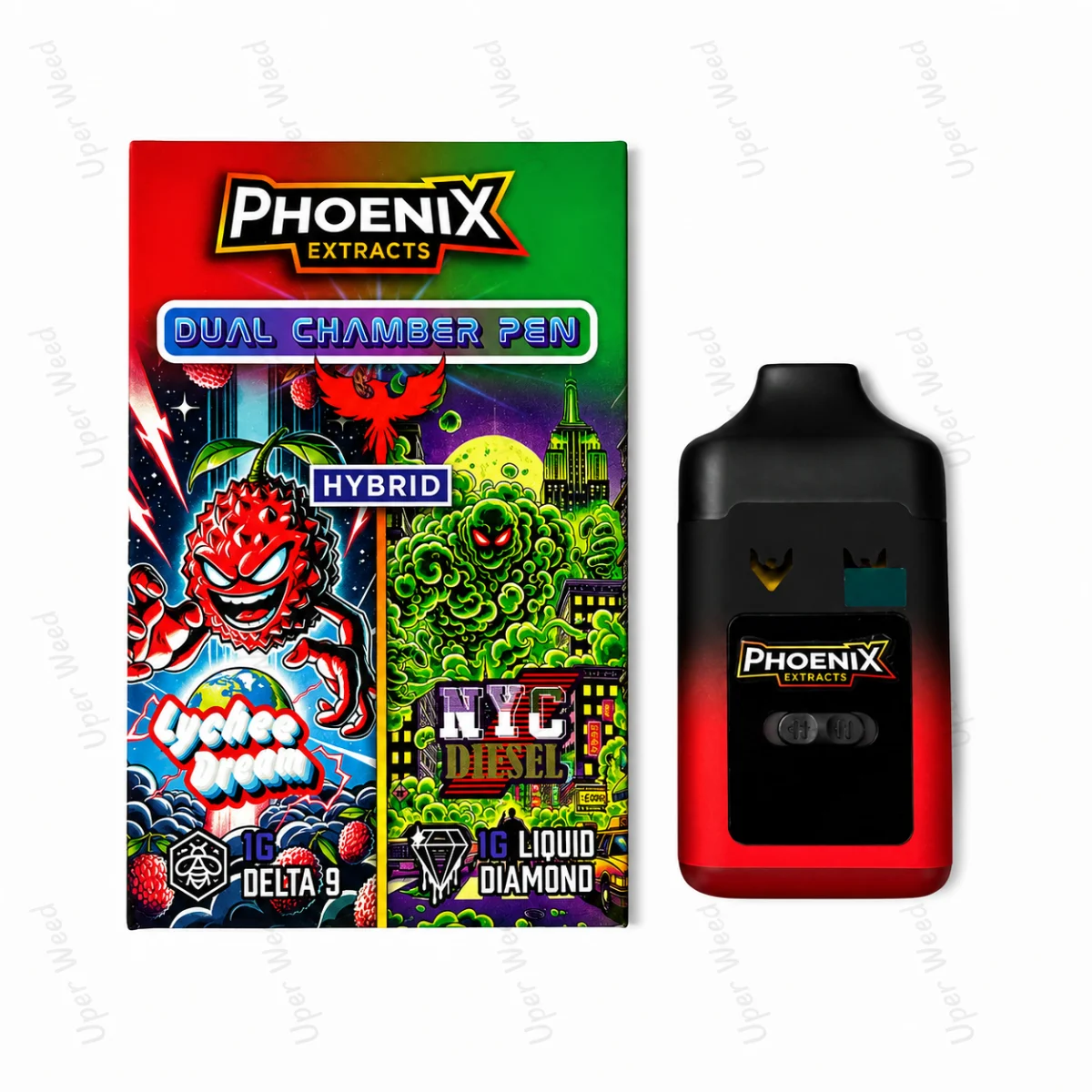 Phoenix 2G Dual Chamber Vape Pen - Lychee Dream & NYC Diesel (1G/Chamber)